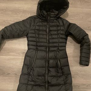 To the knee lululemon black down coat